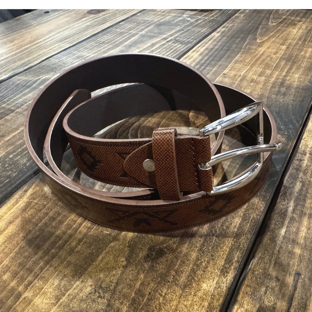 Canyon Sky Belt Brown Leather Southwestern Geometric XL 40-44 Waist